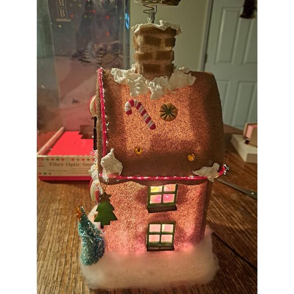 MerryBrite Fiber Optic Snow House Light Up Santa Reindeer Christmas Holiday 14" - Picture 8 of 12